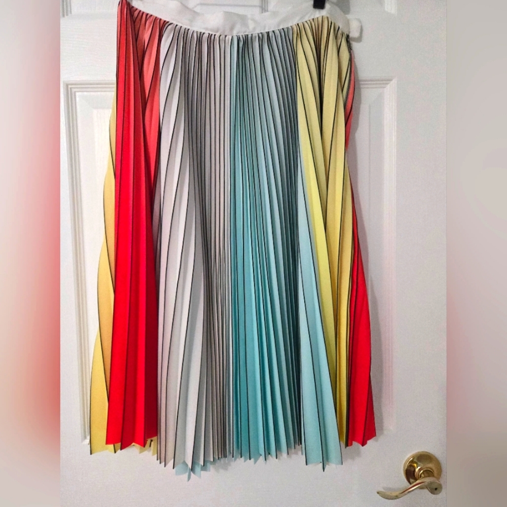 Playful rainbow accordion skirt